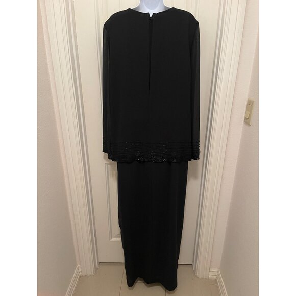 Cameron Blake Black Evening Gown With Beaded Jacket By Mon Cheri Women’s Size 16 - Picture 2 of 16